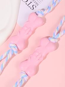 1pc Bone Detail Pet Chew Toy - Pink - View 3