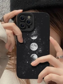 Funda de teléfono con estampado de luna y manzana - Multicolor - Ver 1