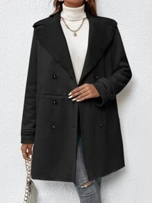 Muchica 西裝領雙排釦毛絨內襯外套