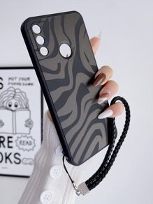 Zebra Striped Pattern Phone Case With Lanyard Compatible With iPhone15/15Plus/15Pro/15Promax - Black - View 2