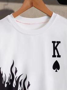 Boys Playing Card Print Tee - Black and White - View 3