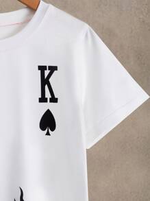Boys Playing Card Print Tee - Black and White - View 4