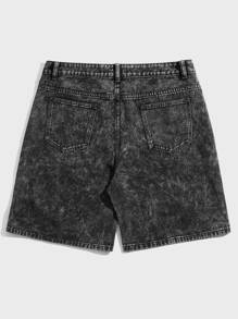 ROMWE MEN Guys Slant Pocket Denim Shorts - Dark Grey - View 2