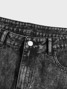 ROMWE MEN Guys Slant Pocket Denim Shorts - Dark Grey - View 3