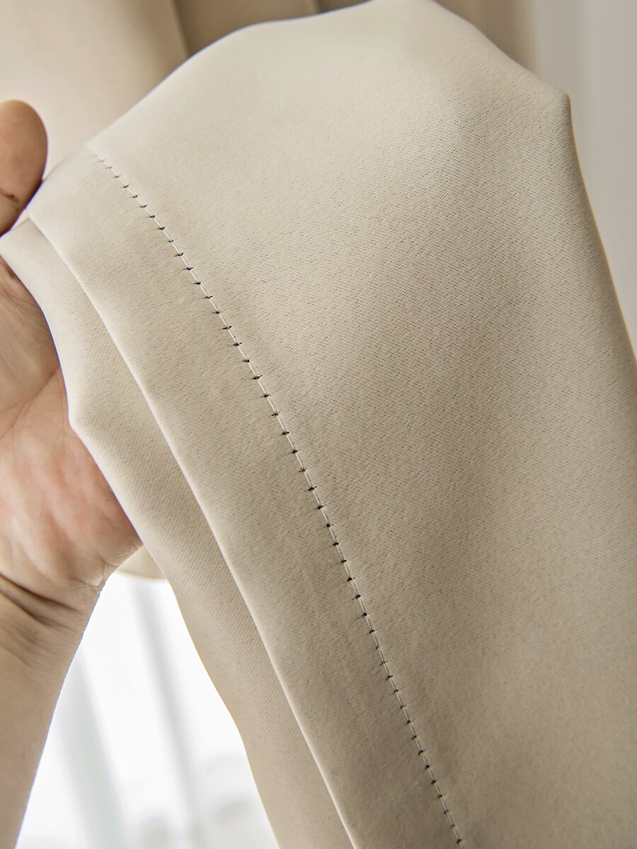 1入組聚酯纖維純色窗簾,具遮光效果,適用於客廳、臥室用途,能黑暗化 - 米色 - 查看 1