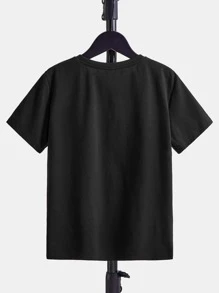 SHEIN Boys Reflective Flare Bear Print Tee - Black - View 2