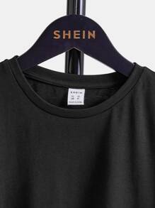 SHEIN Boys Reflective Flare Bear Print Tee - Black - View 4