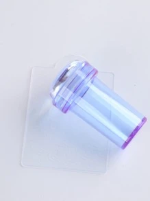 FULL BEAUTY 2pcs Nail Art Stamper & Scraper Set, Portable Small Silicone Jelly Stamper Kits Nail Stamping Plate Polish Print Transfer French Manicure Tools - Purple - View 2