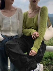 DAZY Drawstring Waist Flap Pocket Cargo Trousers - Black - View 4