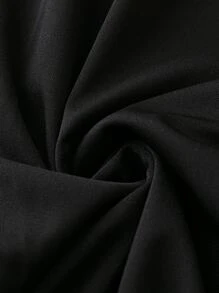 SHEIN LUNE 大碼條紋印花腰帶連身褲 - 黑色 - 查看 7