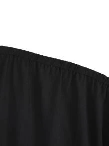 SHEIN LUNE Plus Contrast Lace Tube Top - Black - View 4