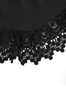 SHEIN LUNE Plus Contrast Lace Tube Top - Black - View 5