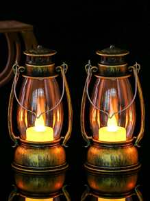 1 pieza Decoración vintage LED linterna - Óxido marrón - Ver 1