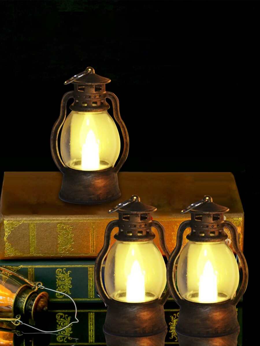 1 pieza Decoración con diseño vintage LED linterna - Amarillo - Ver 1