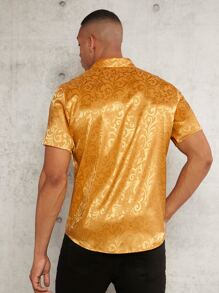 Manfinity AFTRDRK Men Jacquard Button Up Shirt - Gold - View 2
