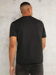 Manfinity RelaxMax Hombres Camiseta con estampado de letra - Negro - Ver 2