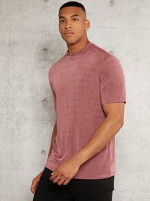 Manfinity RelaxMax Men Solid Round Neck Tee - Dusty Pink - View 3