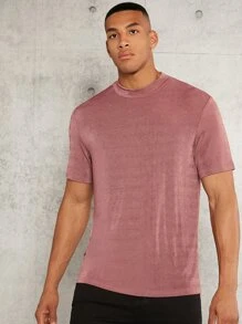 Manfinity RelaxMax Men Solid Round Neck Tee - Dusty Pink - View 4