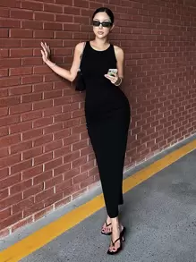 DAZY Solid Ruched Tank Bodycon Dress Sundress,Casual Women Dresses