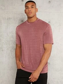 Manfinity RelaxMax Men Solid Round Neck Tee - Dusty Pink - View 5