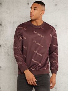 Manfinity RelaxMax Men Letter Graphic Sweatshirt - Chocolate Brown - View 2