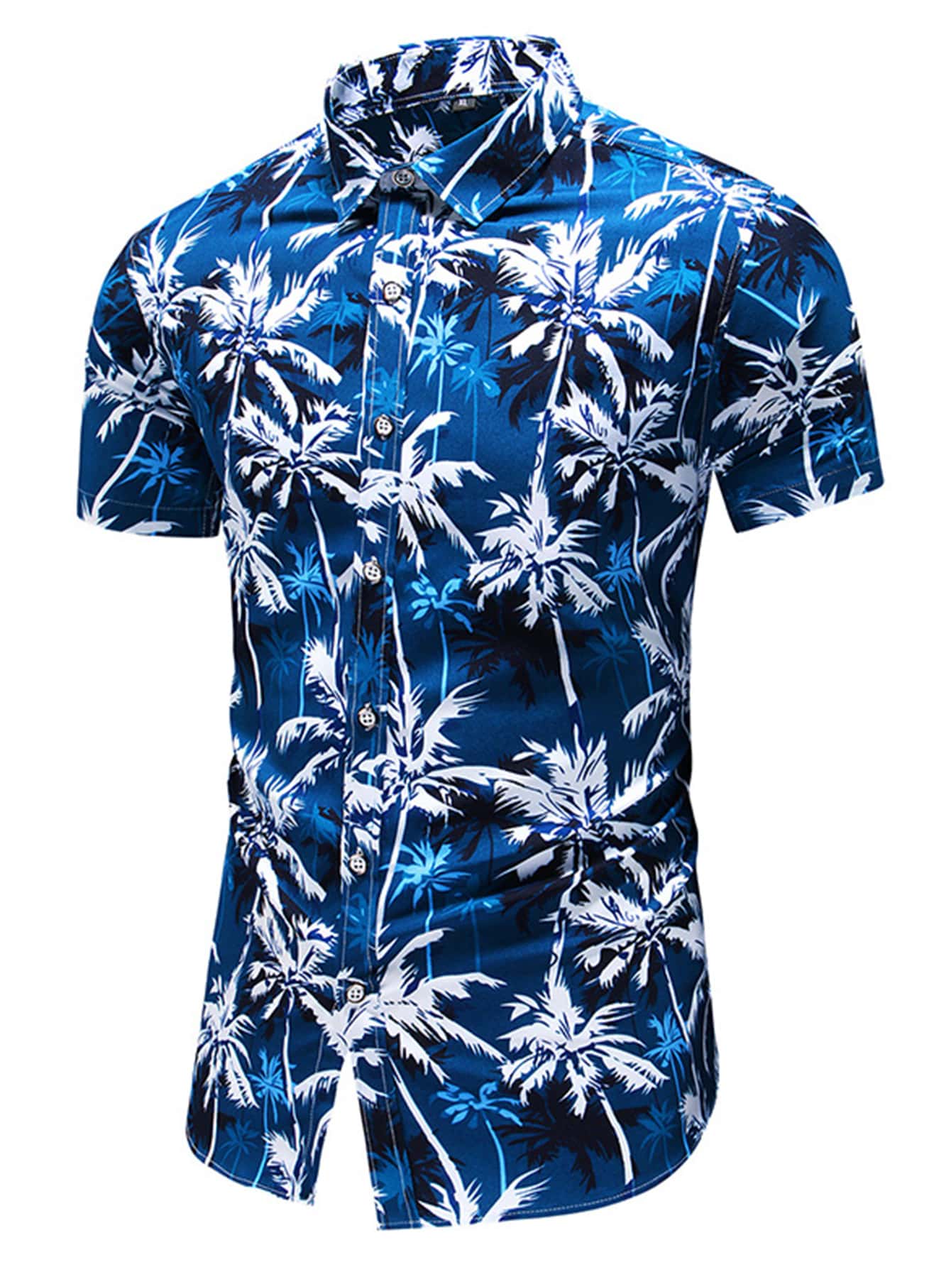 NITAGUT 男士椰子樹圖案襯衫 - 藏蓝色 - 查看 1