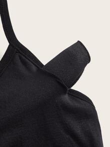 Easithlete Solid Backless Sports Bra - Black - View 8