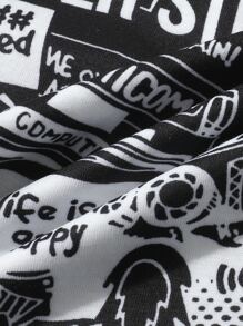 小男童字母和卡通圖案T恤