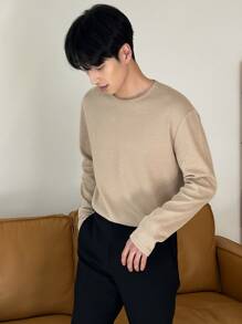 DAZY Hombres Camiseta unicolor de cuello redondo - Caqui - Ver 7