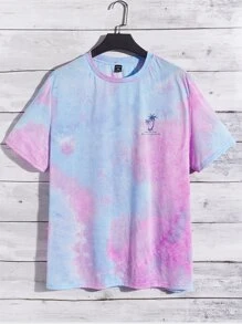 Manfinity Men Plus Tie Dye Palm Tree Print Tee - Multicolor - View 3