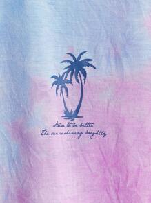 Manfinity Men Plus Tie Dye Palm Tree Print Tee - Multicolor - View 4