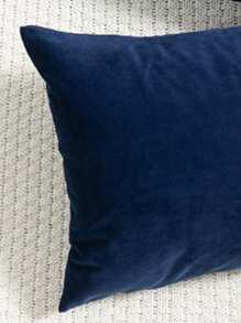 1 件超柔软荷兰天鹅绒纯色枕头/腰垫套，无填充物 - 藏蓝色 - 查看 5