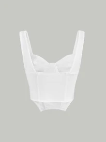 SHEIN MOD 胸部褶皺手帕下擺寬帶上衣 - 白色 - 查看 2