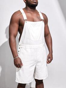 Manfinity Men Patched Pocket Denim Dungaree Romper - White - View 1