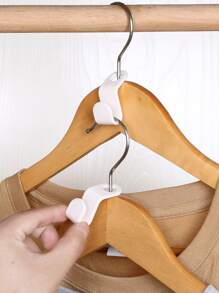 10pcs Clothes Hanger Connector Hooks,Magic Hanger Hooks,Heavy Duty Cascading Connection Hooks,Space Saving Hanger Extenders Clips,For Clothes,For Organizer Closet - White - View 3