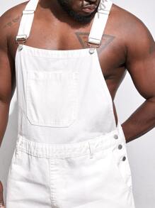 Manfinity Men Patched Pocket Denim Dungaree Romper - White - View 5