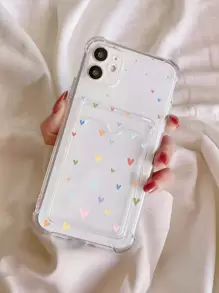 心型圖案透明卡槽手機殼相容於 Apple iPhone 15/15Pro /15Plus/15Promax - 彩色 - 查看 2