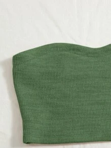 Soleia Top bandeau tejido de canalé & Shorts biker - Verde - Ver 5