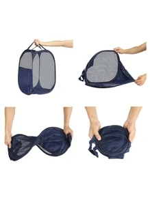 1pc Dirty Clothes Basket Large Dirty Clothes Organizer Basket Kids Dirty Clothes Basket Grid Laundry Basket Home Foldable - Multicolor - View 5