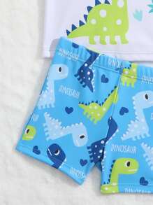 Baby Boy Swimwear With Digital Print Pattern/Random Print Design Bottoms And Matching Swim Cap