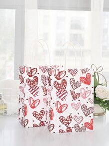 1pc Heart Print Gift Wrapping Bag - Multicolor - View 3