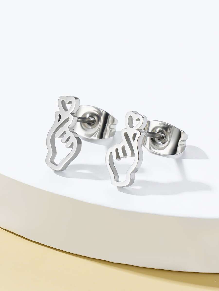 Hoa tai trái tim và cử chỉ - Bạc - Xem 1