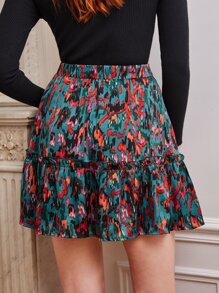 SHEIN Frenchy Allover Print Ruffle Hem Skirt - Multicolor - View 4