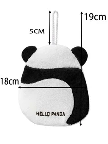 1 pieza Toalla de mano con diseño de panda de dibujos animados - Blanco y Negro - Ver 2