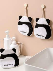 1 pieza Toalla de mano con diseño de panda de dibujos animados - Blanco y Negro - Ver 5