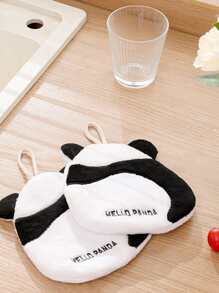 1 pieza Toalla de mano con diseño de panda de dibujos animados - Blanco y Negro - Ver 6