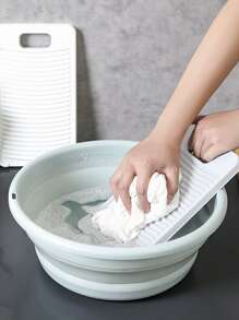 1pc Solid Color Portable Washboard - White - View 1