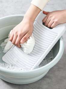 1pc Solid Color Portable Washboard - White - View 4