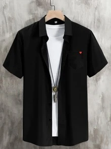 Manfinity Hypemode Men 1pc Pocket Patched Shirt - Black - View 1