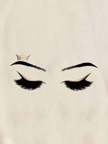 SHEIN EZwear Figure Graphic Drawstring Thermal Lined Hoodie - Apricot - View 6